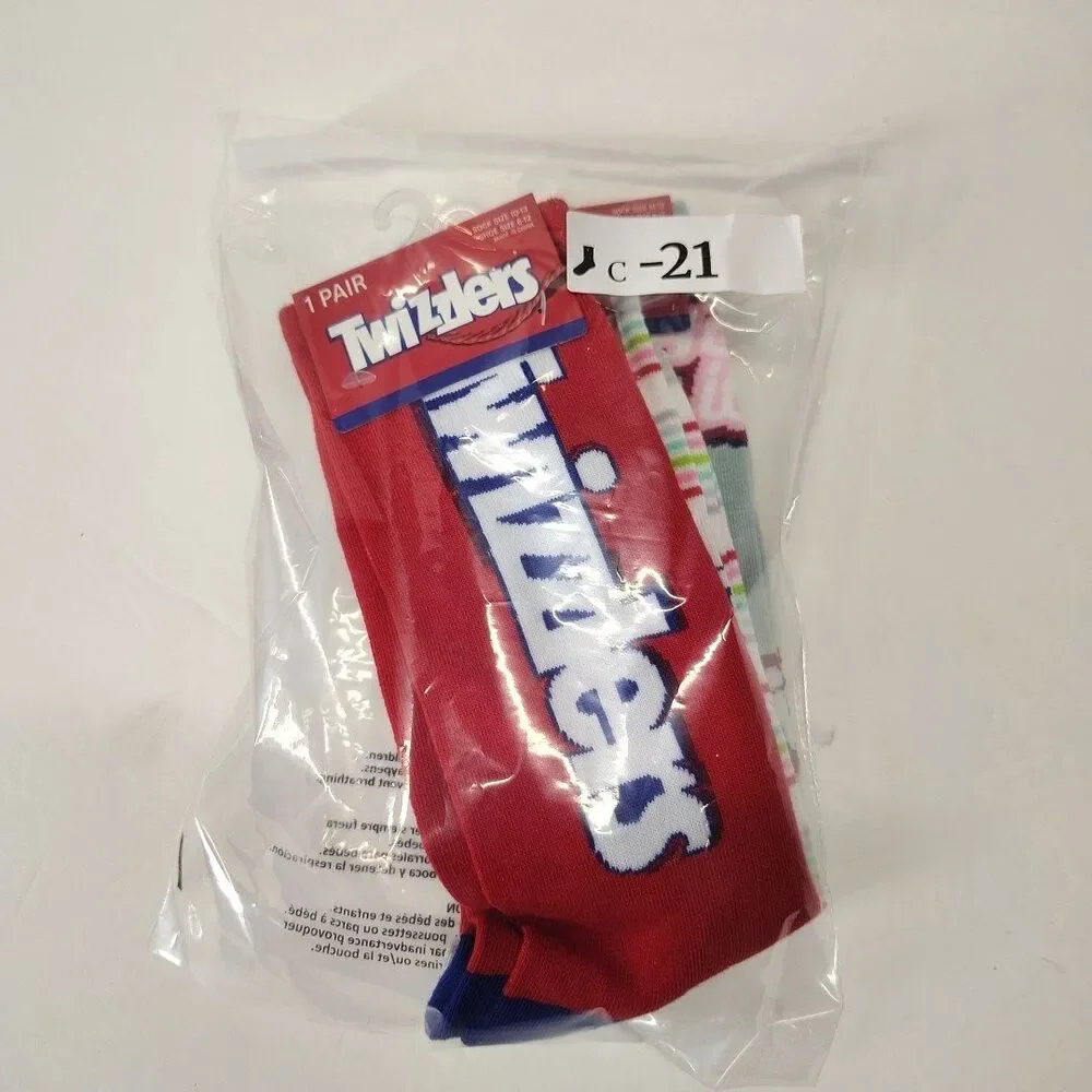 Twizzlers Candy 3-pair Candy Food Novelty Mens Adult Size 6-12 Crew Socks NWT
